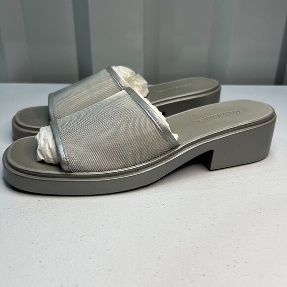 Ralph Lauren Astra Silver Mesh BTM Slides Women Size 7.5 B Y2K Sandals Summer - Picture 5 of 10